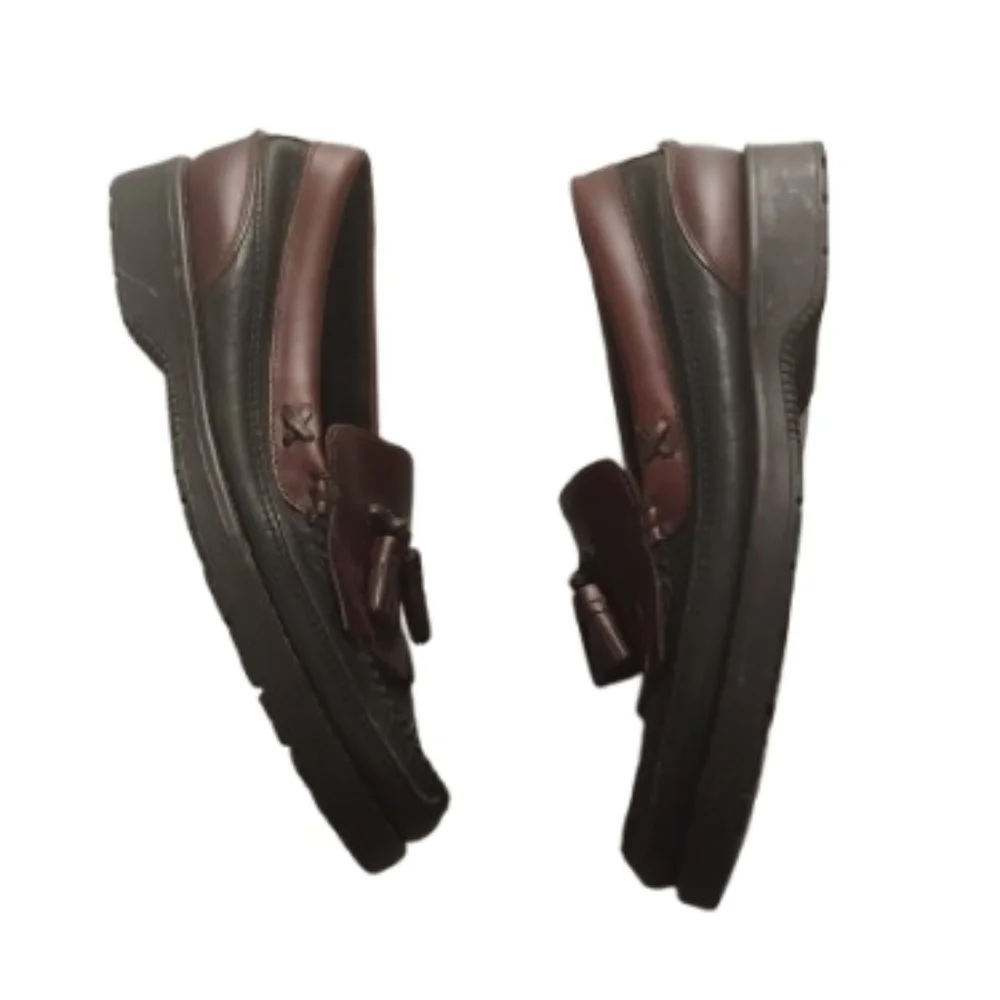Bass Mens Brown Leather Fringe Tassel Loafers Sz 9m